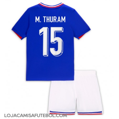 Camisa de Futebol França Marcus Thuram #15 Equipamento Principal Infantil Europeu 2024 Manga Curta (+ Calças curtas)